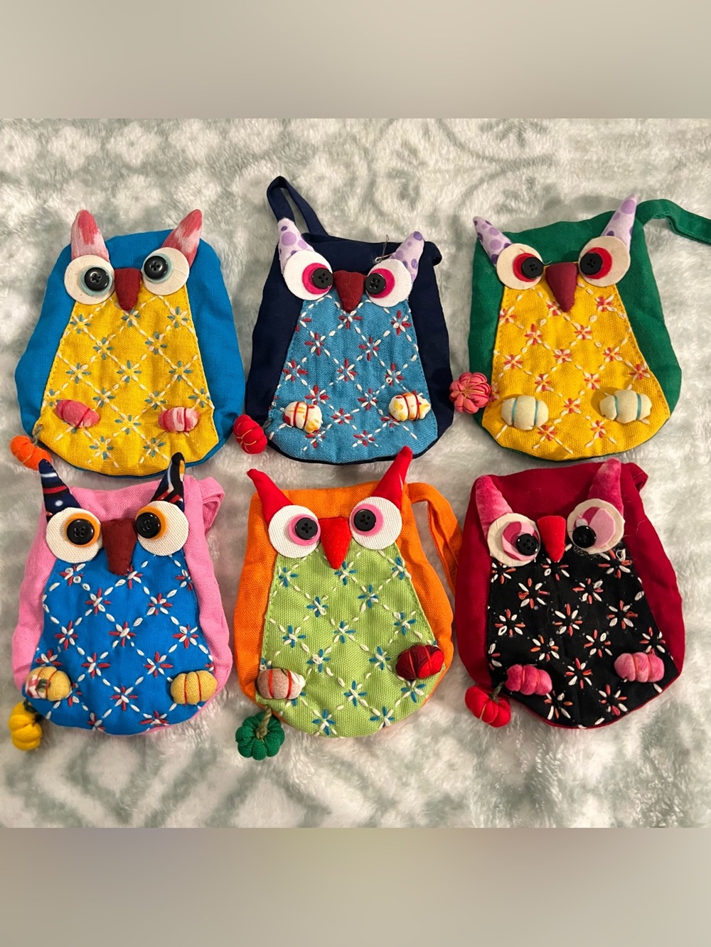 6 of Colorful Owl Pouches Small bags